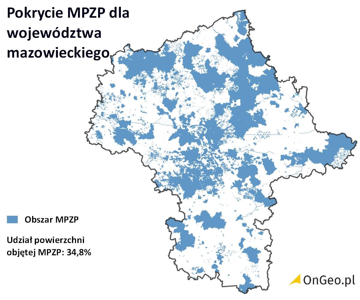 Pokrycie MPZP: województwo mazowieckie