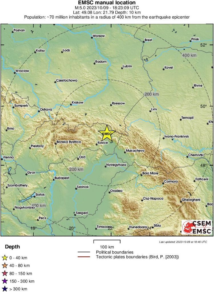 Trzęsienie ziemi na Słowacji odczuwalne w Polsce /źródło: www.emsc-csem.org/