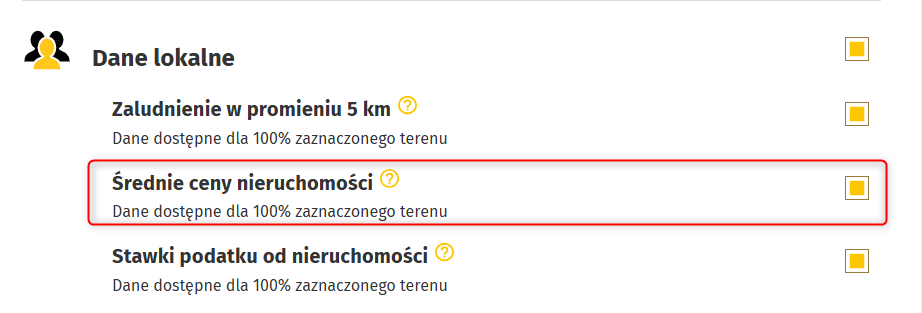 Zamawianie tematu Średnie ceny nieruchomości w Raporcie o Terenie OnGeo.pl