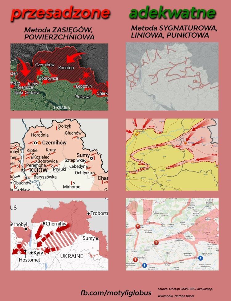 Prawdziwy obraz wojny na mapie, źródło: Facebook - Motyl i Globus