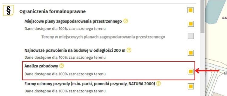 Wybierz Analiza zabudowy /OnGeo.pl/