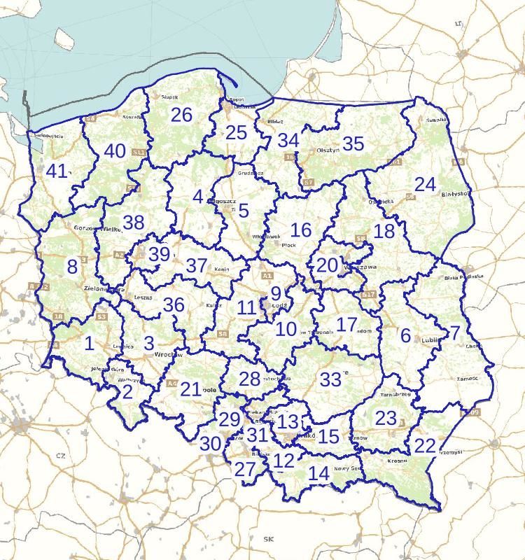 Mapa okręgów wyborczych /Na Mapie/