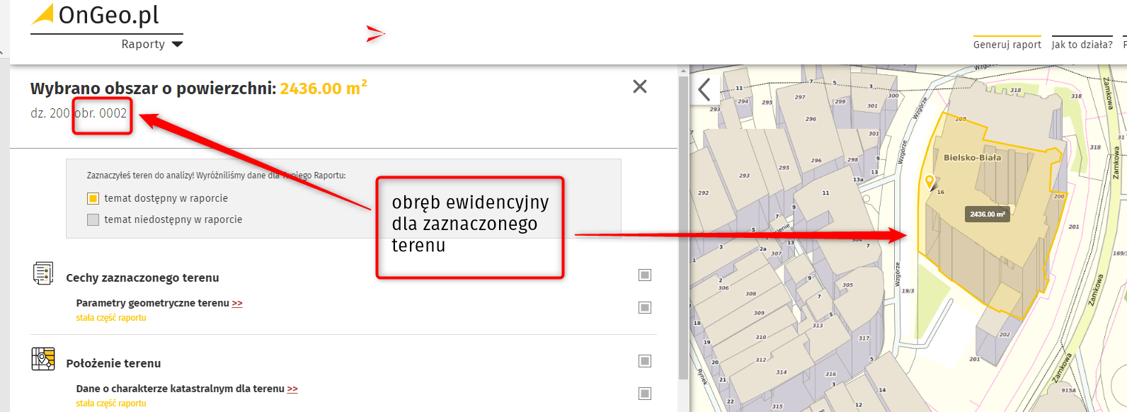 Jak znaleźć obręb ewidencyjny na mapie OnGeo.pl