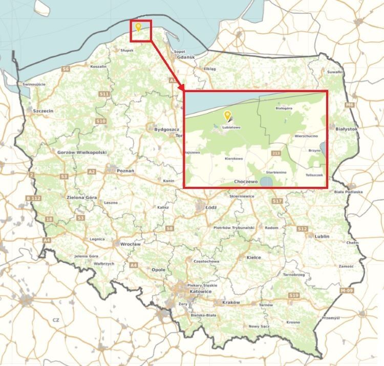 Lokalizacja pierwszej polskiej elektrowni atomowej, fot.OnGeo.pl