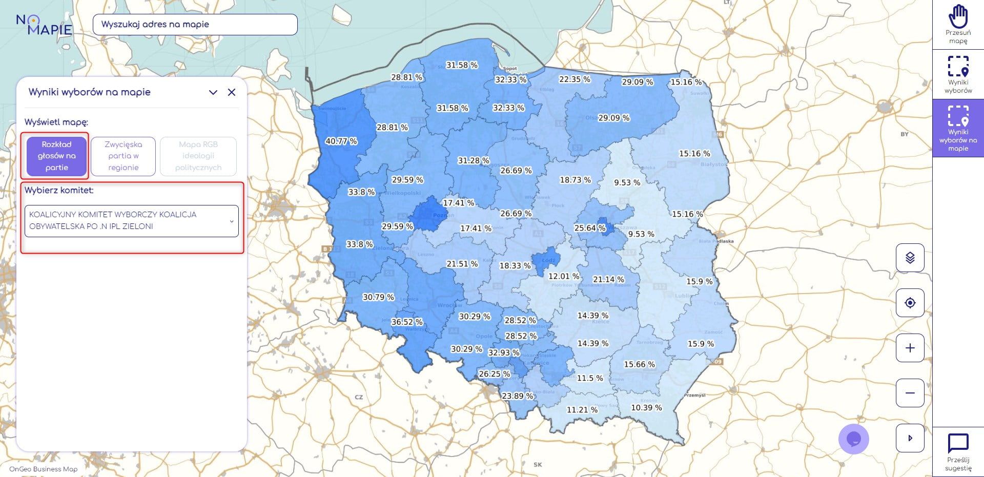 Mapa wyborów, sprawdź jak głosowano na poszczególne partie w Polsce
