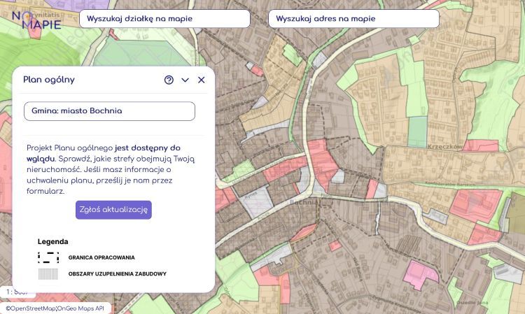 Plan ogólny Bochni w Geoportalu Krajowym Na Mapie