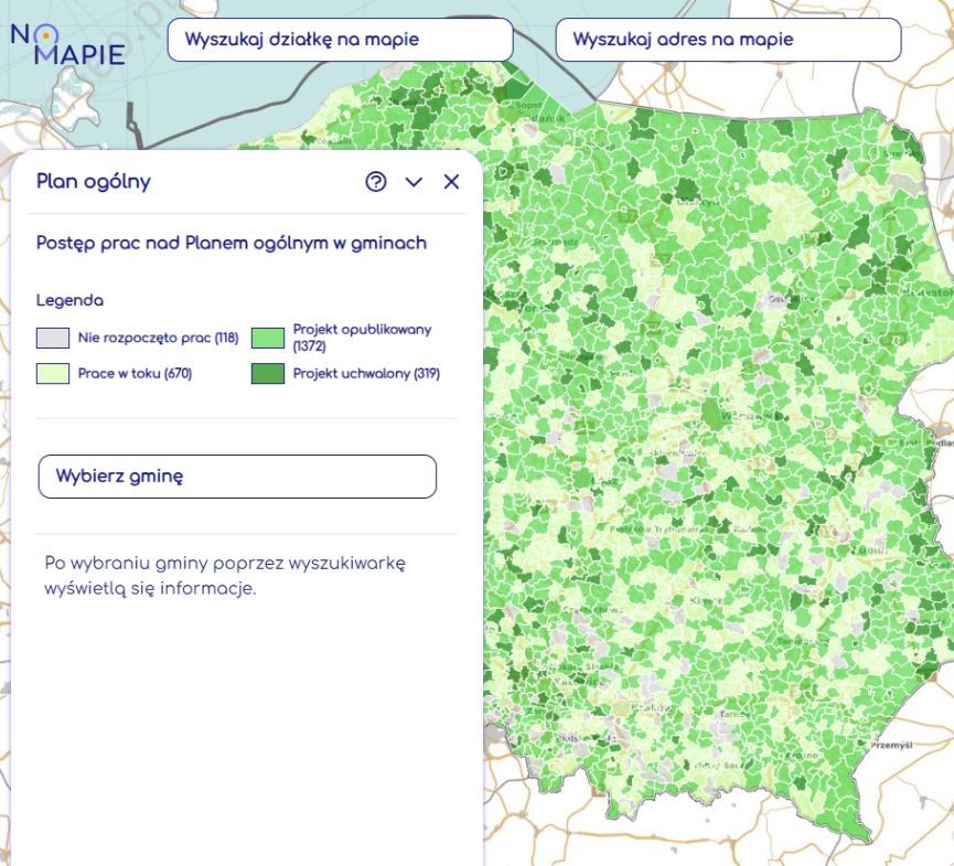 Geoportal Krajowy Na Mapie - monitoring Planów ogólnych