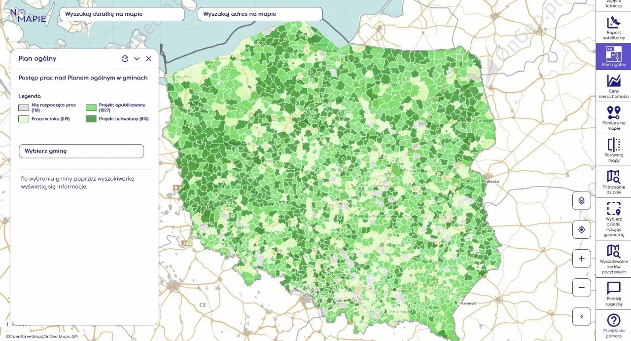 Monitoring POG w Geoportalu Krajowym na Mapie.