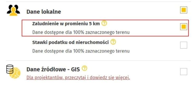 Wybierz Zaludnienie w promieniu 5 km, OnGeo.pl