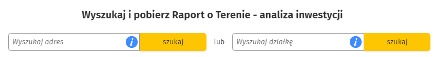 Raport o Terenie. Wyszukaj raport o terenie za pomocą pola wyszukiwarki