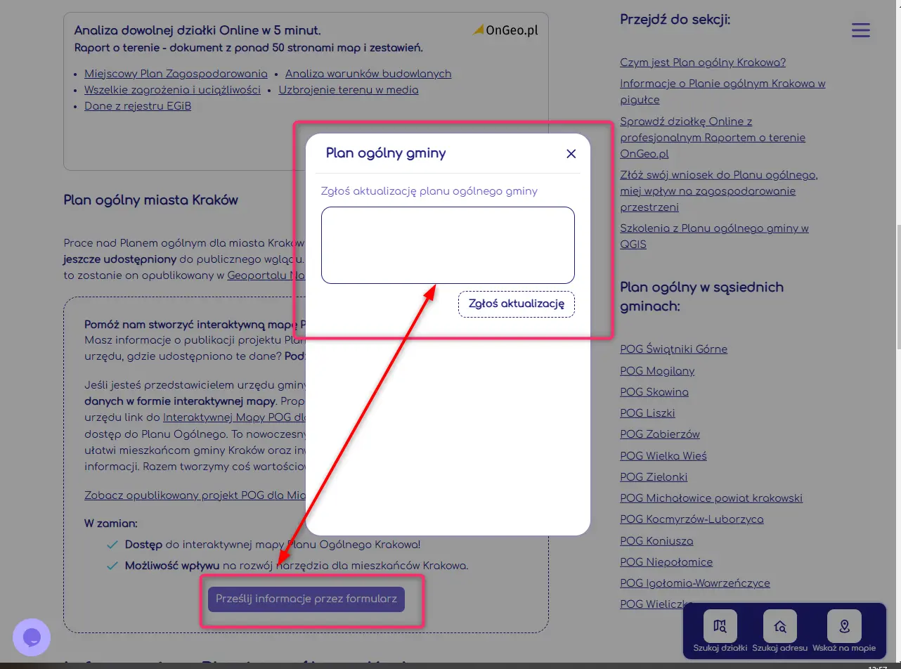Formularz zgłoszenia aktualizacji planu ogólnego