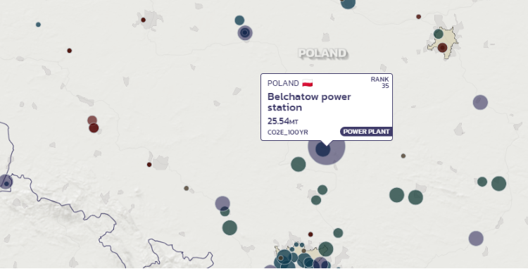 Elektrownia Bełchatów na mapie generuje najwięcej zanieczyszczeń w Polsce