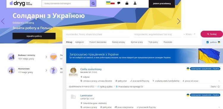 Aplikacje do poszukiwania pracy, źródło, dryg.pl, pracuj.pl