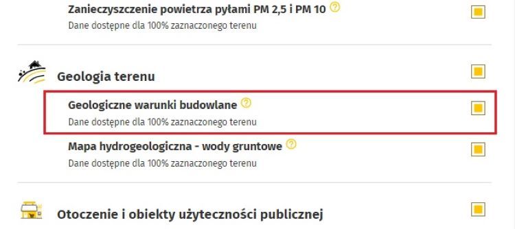 Wybierz Geologiczne warunki budowlane i pobierz mapę geośrodowiskową