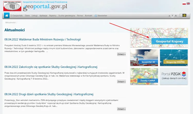 Geoportal gov strona główna.