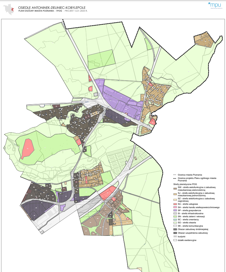 Karta obszarowa osiedla Antoninek-Zieliniec-Kobylepole