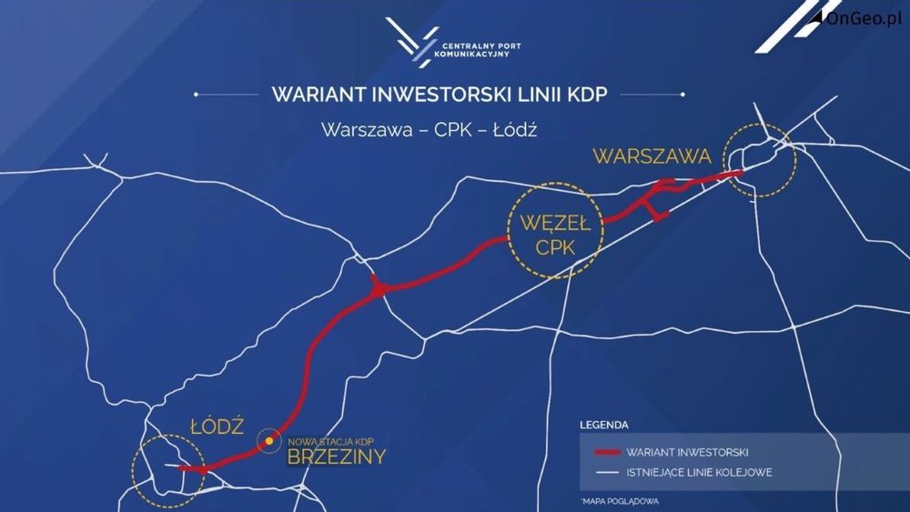 projekt linii kolejowej Warszawa-Łódź