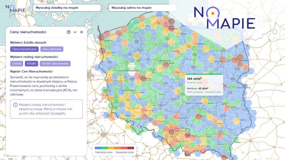 Rejestr Cen Nieruchomości trafił na mapę - ceny transakcyjne dostępne dla całej Polski w Geoportalu Na Mapie