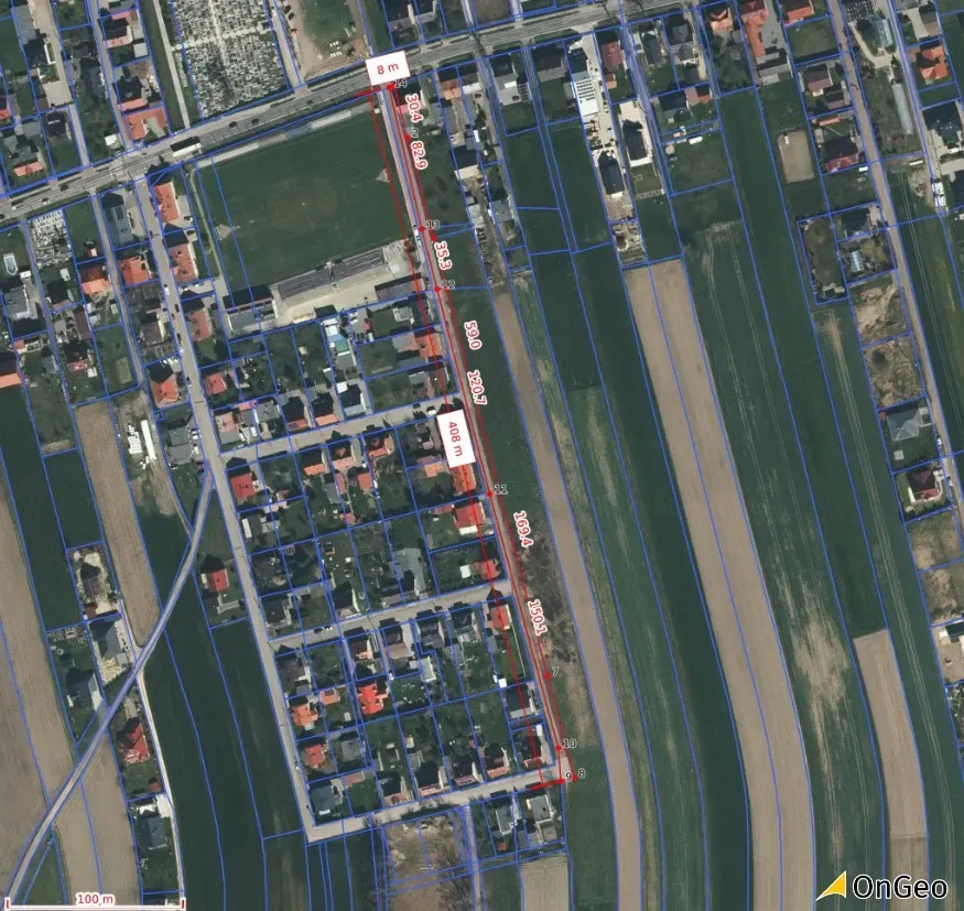 Lokalizacja i geometria terenu - Ulica Rybacka w Ostropie (Gliwice).