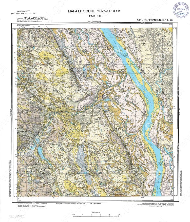 Przykład mapy litogenetycznej Polski okolic Góry Kalwarii w województwie mazowieckim, źródło: PIG 