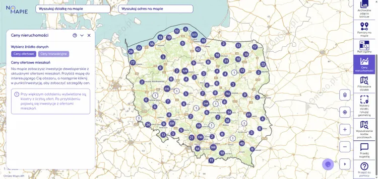Ceny nieruchomości w Geoportalu Na Mapie: jak działa mapa cen, skąd są dane i jak je czytać
