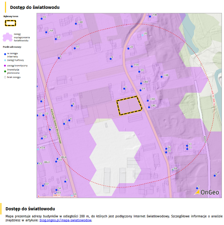 Fragment Raportu o Terenie - dostęp do światłowodu