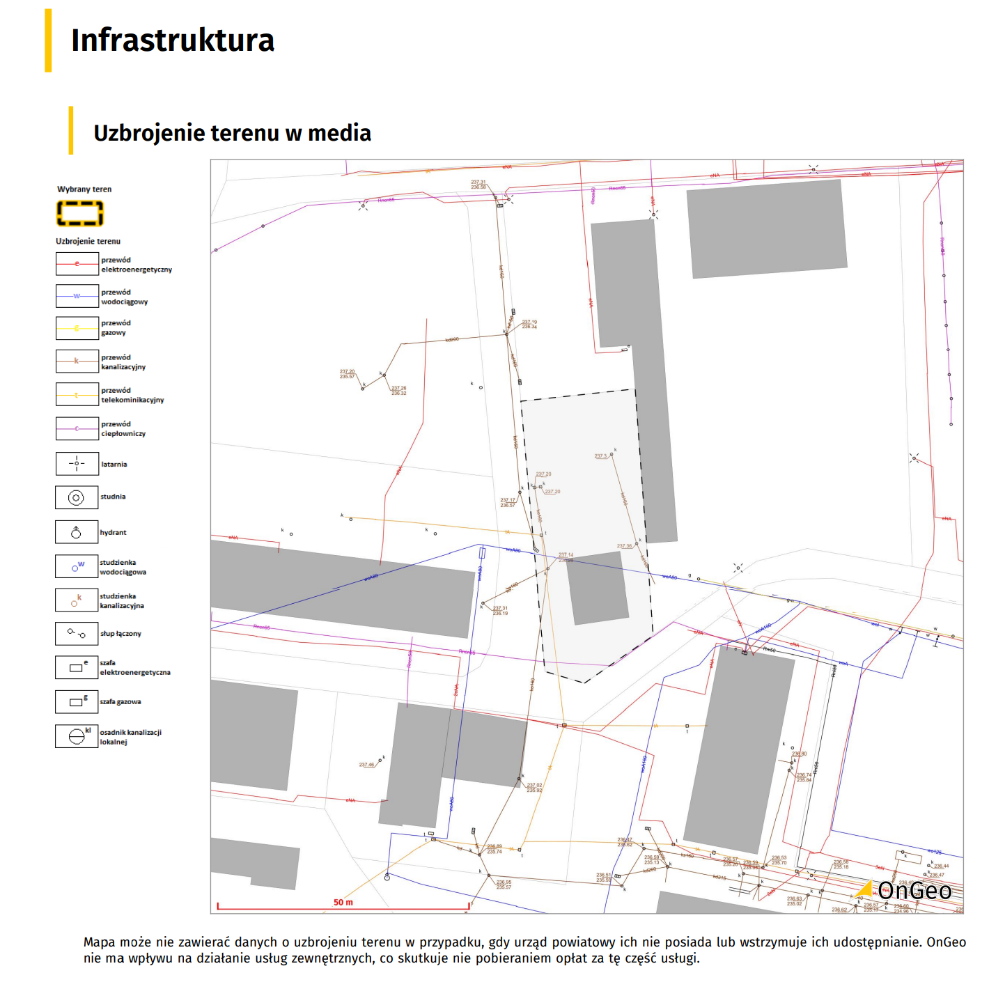 Fragment Raportu o Terenie - mapa kanalizacji