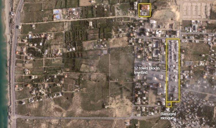 Mapa zniszczeń w Strefie Gazy, theguardian.com