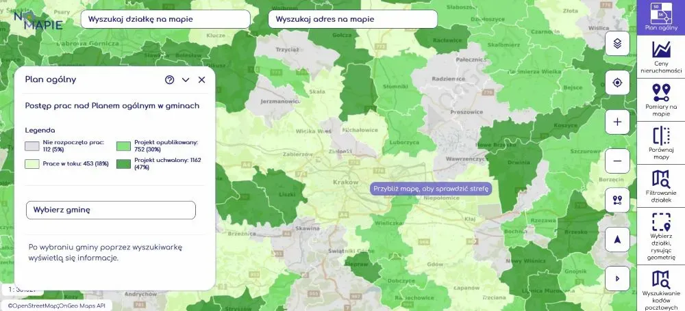 Monitoringu Planów Ogólnych w Geoportalu Krajowym na Mapie.