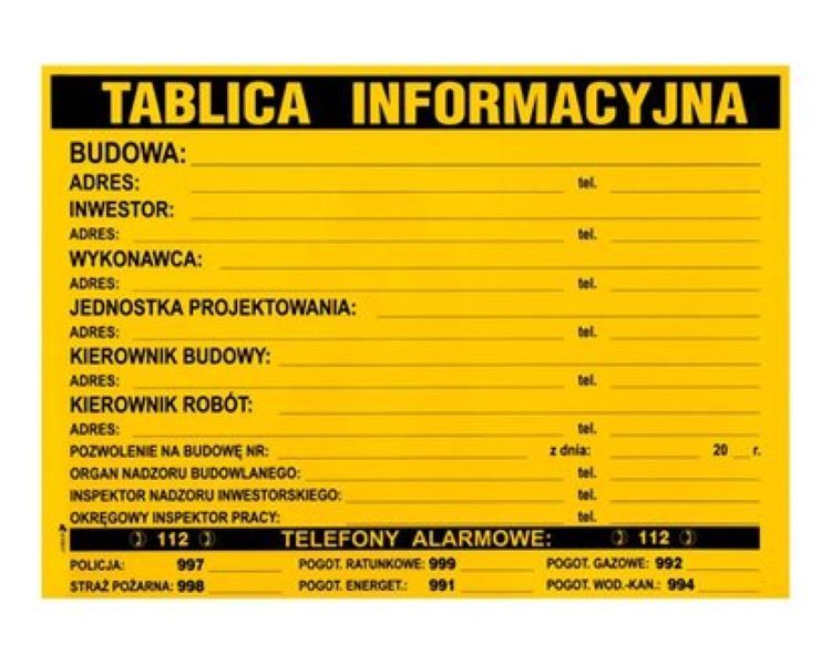 Tablica informacyjne, FOT. znaki-bhp.pl