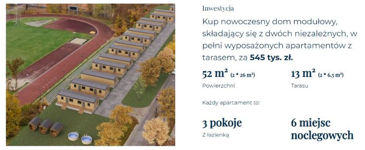 Screen strony internetowej dewelopera, inwestycja "TriCity Park Village"