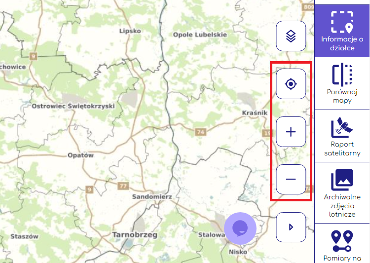 Skalowanie mapy i narzędzie lokalizacji